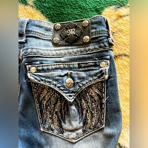 Miss Me Blue Embellished Jeans with Ornate Stitching